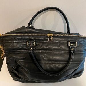 Faux Leather Quilted Overnight Bag. NEW